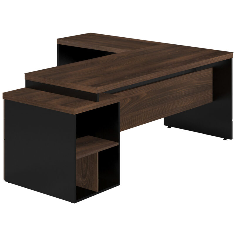 Mesa PEDESTAL com MESA AUXILIAR 1,92×1,60m – Marsala/Preto – 23484 JL CADEIRAS