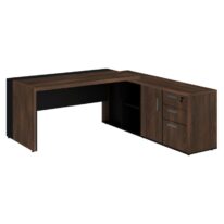 Mesa PRESIDENTE c/ Armário Pedestal – 1,82×1,80m MARSALA / PRETO – 23483 JL CADEIRAS