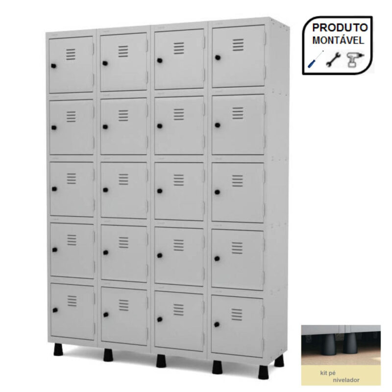 Armário Roupeiro de Aço com 20 Portas Pequenas – 1,93×1,70×0,40m – CZ/CZ – PANDIN – 10009 JL CADEIRAS 7