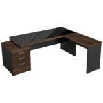 Mesa PEDESTAL VIDRO FUMÊ com MESA AUXILIAR – 1,92×1,60m MARSALA / PRETO – 23486 JL CADEIRAS 8