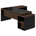 Mesa PEDESTAL VIDRO FUMÊ com MESA AUXILIAR – 1,92×1,60m MARSALA / PRETO – 23486 JL CADEIRAS 7