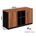 Armário Baixo GOLD Credenza ESPECIAL – 1,60×0,72×0,45m NOGALSEVILHA / PRETO – 23502 JL CADEIRAS 5