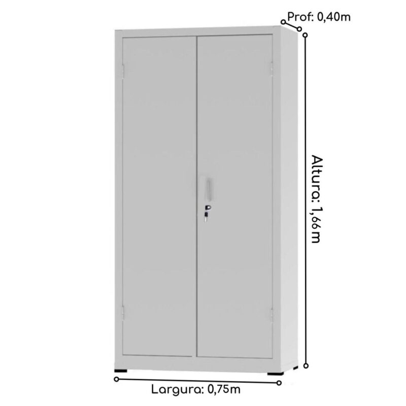 Armário de Aço c/ 02 portas – PA 75 – 1,66×0,75×0,32m – CHAPA # 26 – NOBRE – 12121 JL CADEIRAS 2