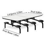 Mesa para Refeitório 8 Lugares MDP Branco de 25 mm FIXO – 50045 JL CADEIRAS 10