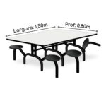 Mesa p/ Refeitório ESCAMOTEÁVEL 06 Lugares – MDP BRANCO DE 25 MM 50051 JL CADEIRAS 10