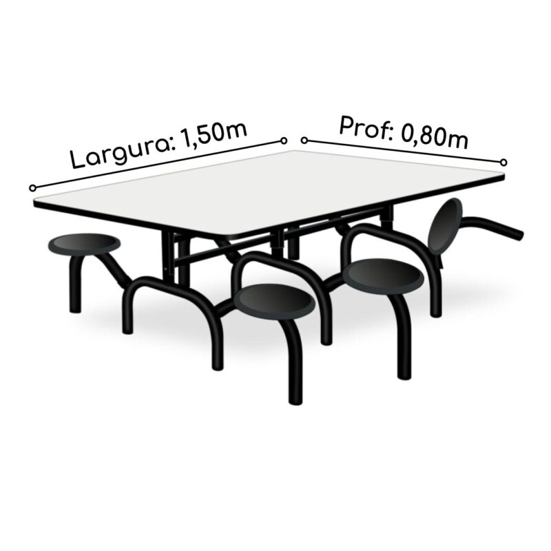 Mesa p/ Refeitório ESCAMOTEÁVEL 06 Lugares – MDP BRANCO DE 25 MM 50051 JL CADEIRAS 5