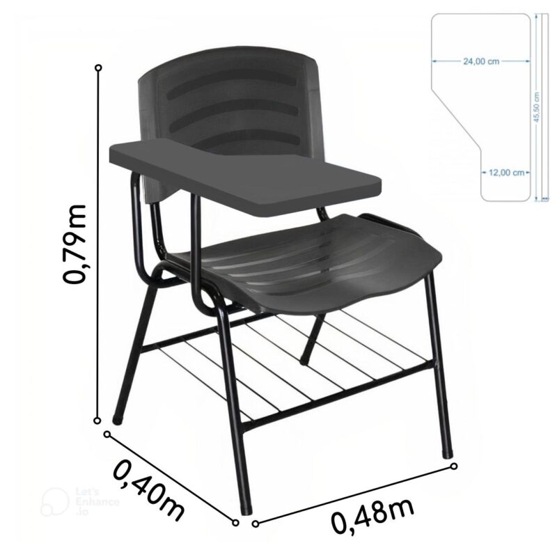 Cadeira Universitária Plástica Prancheta PLÁSTICA – COR PRETO 34020 JL CADEIRAS 4