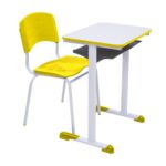 Kit Escolar Individual AMARELO – (Mesa e Cadeira) – ADULTO – MADEIRA – COR AMARELO – 40098 JL CADEIRAS 5