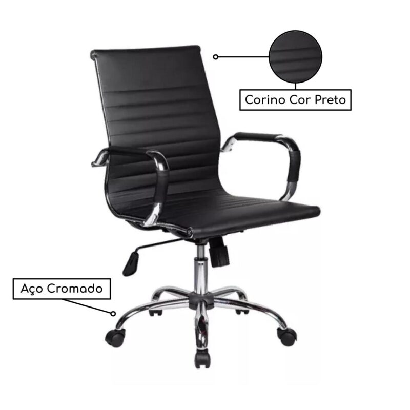 Cadeira DIRETOR Charles Eames Esteirinha – PRETO – PMD – 32887 JL CADEIRAS 2