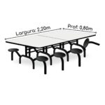 Mesa p/ Refeitório ESCAMOTEÁVEL 08 Lugares – MDP BRANCO DE 25 MM 50047 JL CADEIRAS 10