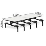 Mesa p/ Refeitório Fixo 10 Lugares MDP BRANCO DE 25 MM 50046 JL CADEIRAS 10