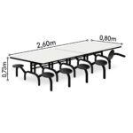 Mesa p/ Refeitório ESCAMOTEÁVEL 10 Lugares – MDP BRANCO DE 25 MM 50048 JL CADEIRAS 10