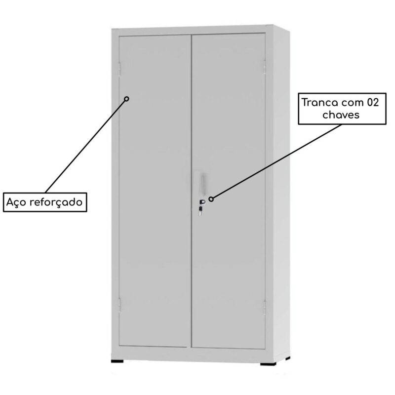 Armário de Aço c/ 02 portas – PA 75 – 1,66×0,75×0,32m – CHAPA # 26 – NOBRE – 12121 JL CADEIRAS 3