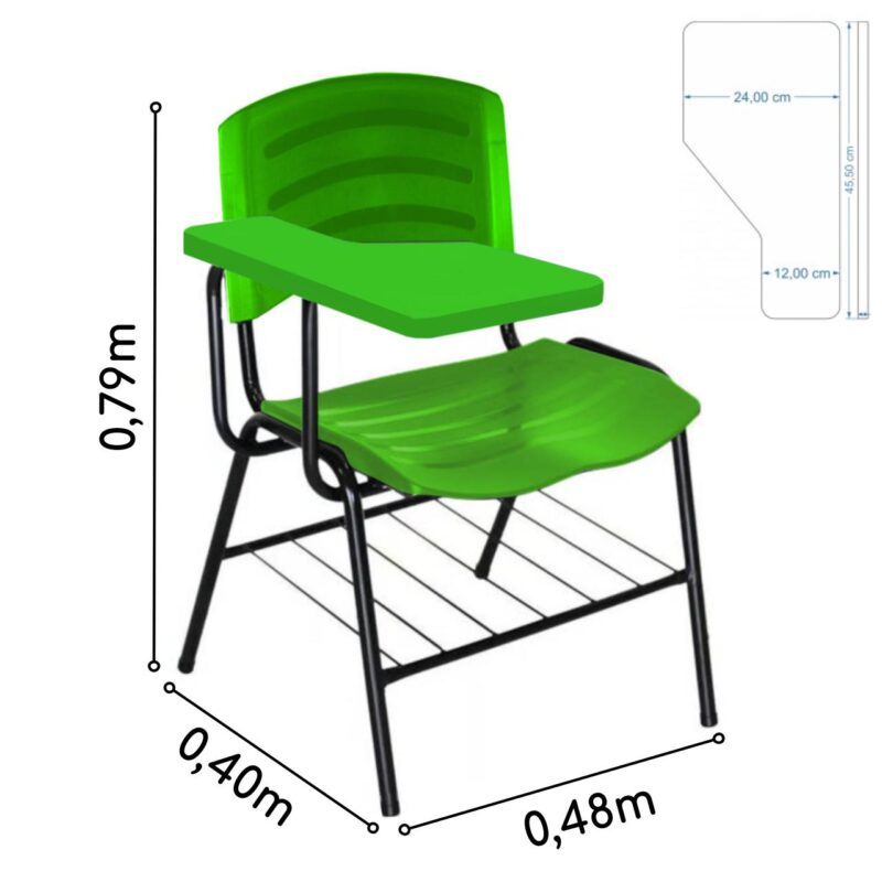 Cadeira Universitária Plástica com Prancheta PLÁSTICA – COR VERDE 34024 JL CADEIRAS 4