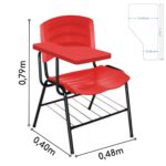 Cadeira Universitária Plástica com Prancheta PLÁSTICA – COR VERMELHO 34022 JL CADEIRAS 9